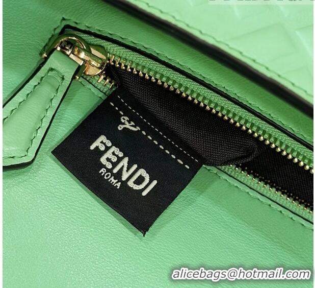 Buy Promotional Fendi Baguette Chain Midi Bag in FF Lambskin 8533 Light Green 2023