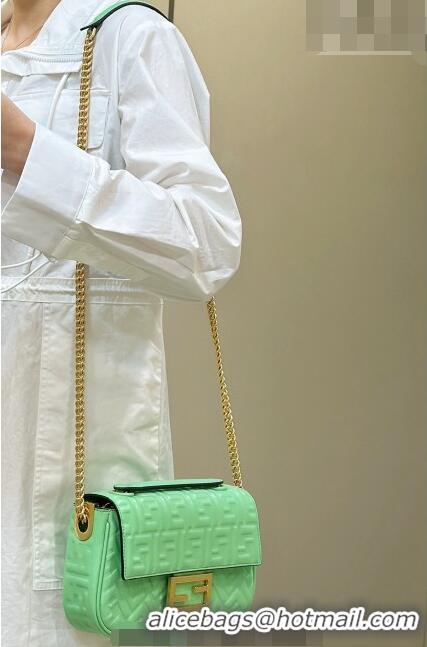 Buy Promotional Fendi Baguette Chain Midi Bag in FF Lambskin 8533 Light Green 2023