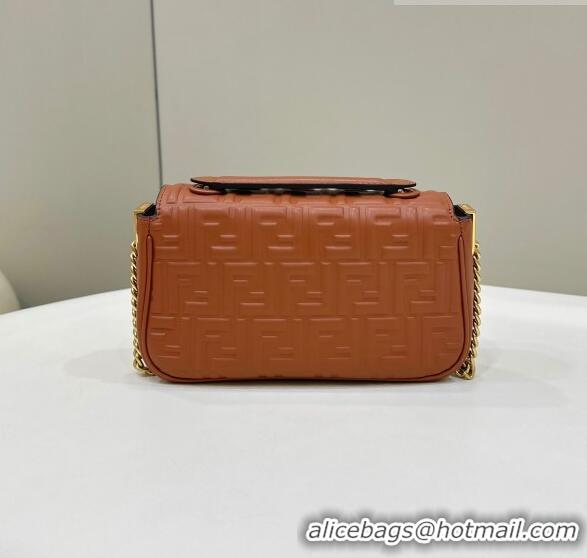 Good Product Fendi Baguette Chain Midi Bag in FF Lambskin 8533 Clay Brown 2023