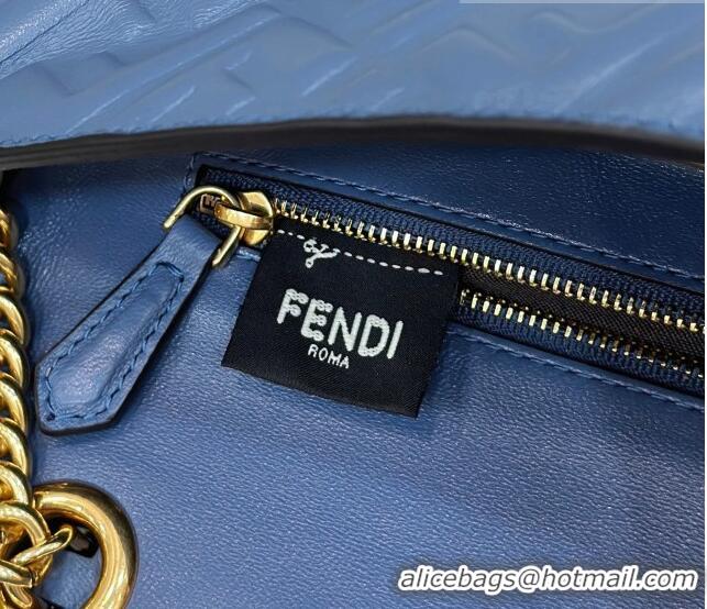 Reasonable Price Fendi Baguette Chain Midi Bag in FF Lambskin 8533 Denim Blue 2023