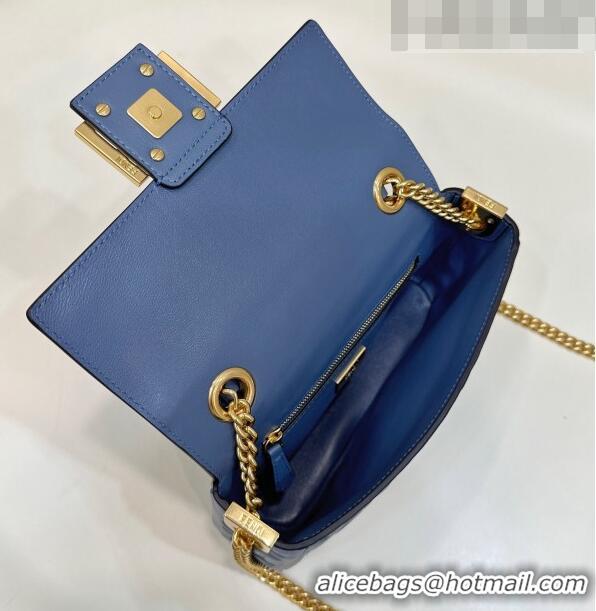 Reasonable Price Fendi Baguette Chain Midi Bag in FF Lambskin 8533 Denim Blue 2023