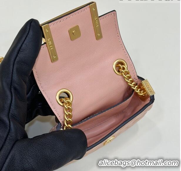 Promotional Fendi Nano Baguette Chain Mini Bag in FF Nappa Leather 8603S Light Pink 2023