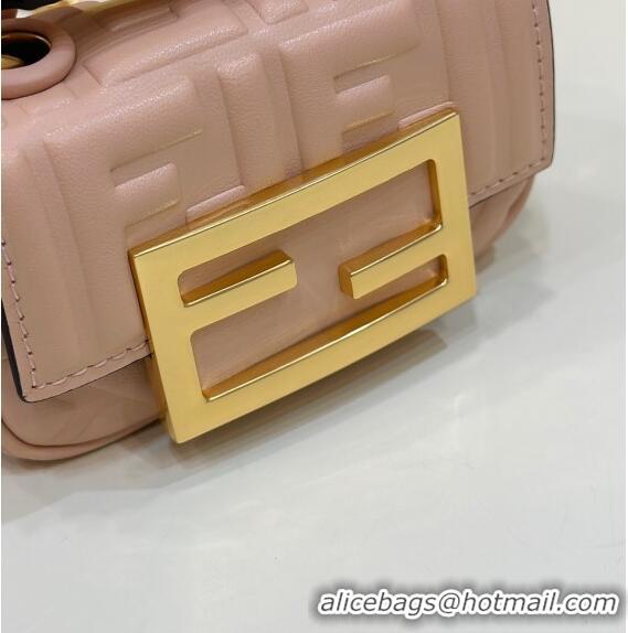 Promotional Fendi Nano Baguette Chain Mini Bag in FF Nappa Leather 8603S Light Pink 2023