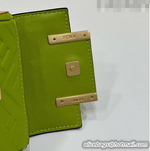 Inexpensive Fendi Nano Baguette Chain Mini Bag in FF Nappa Leather 8603S Acid Green 2023