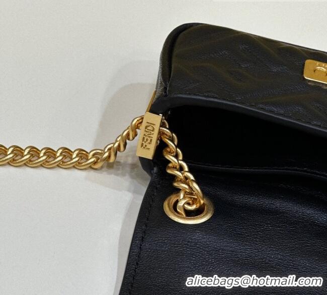 Grade Quality Fendi Nano Baguette Chain Mini Bag in FF Nappa Leather 8603S Black 2023