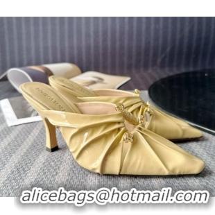 Grade Quality Bottega Veneta Bunnie Heel Mules 9cm in Patent Leather Yellow 619060