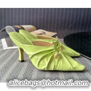 Pretty Style Bottega Veneta Bunnie Heel Mules 9cm in Patent Leather Green 619062