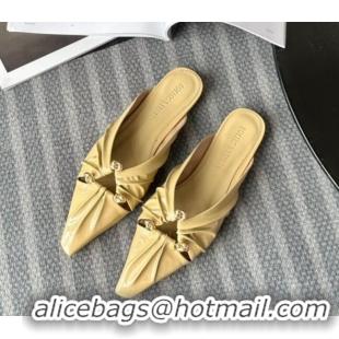 Best Product Bottega Veneta Bunnie Flat Mules in Patent Leather Yellow 0619066