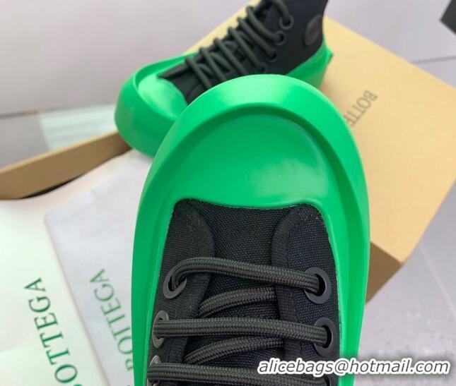 Popular Style Bottega Veneta Jumbo Platform High Top Sneakers in Nylon and Rubber Black/Green 703045