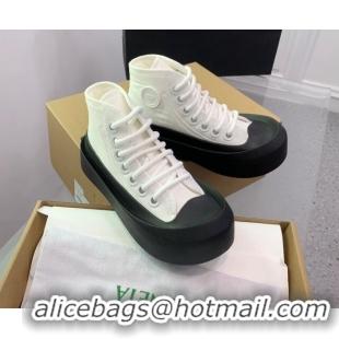 Shop Duplicate Bottega Veneta Jumbo Platform High Top Sneakers in Nylon and Rubber White/Black 0703047