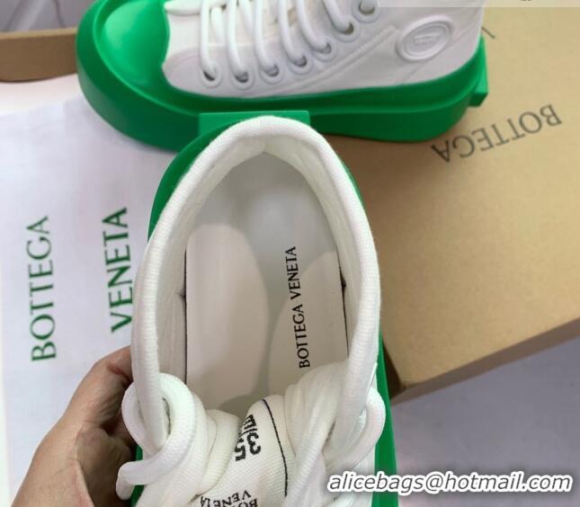 Cheap Price Bottega Veneta Jumbo Platform High Top Sneakers in Nylon and Rubber White/Green 0703048