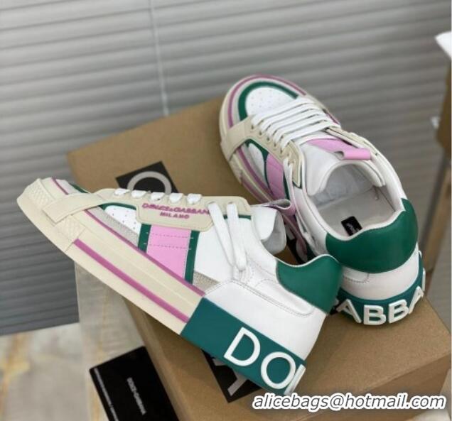 Unique Style Dolce&Gabbana Calfskin Custom 2.Zero Low-top Sneakers Green 110319