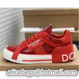 Best Price Dolce&Gabbana Calfskin Custom 2.Zero Low-top Sneakers Red 110323