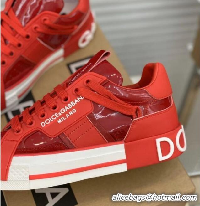 Best Price Dolce&Gabbana Calfskin Custom 2.Zero Low-top Sneakers Red 110323