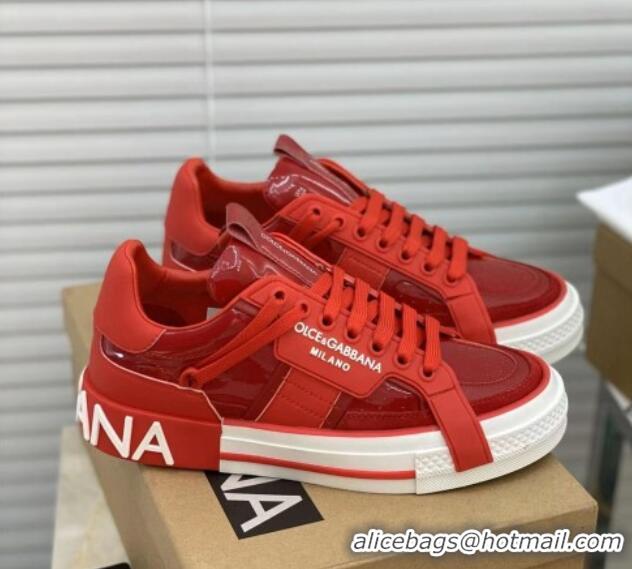 Best Price Dolce&Gabbana Calfskin Custom 2.Zero Low-top Sneakers Red 110323