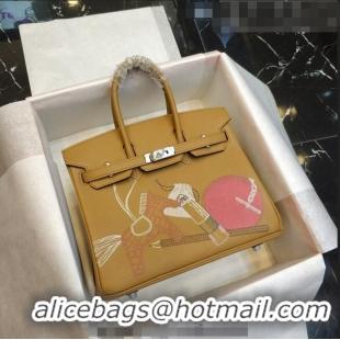 Buy Inexpensive Hermes Birkin 25cm Bag in Print Swift Leather HB25 Tan Brown