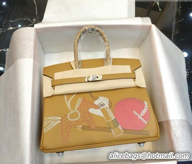 Buy Inexpensive Hermes Birkin 25cm Bag in Print Swift Leather HB25 Tan Brown