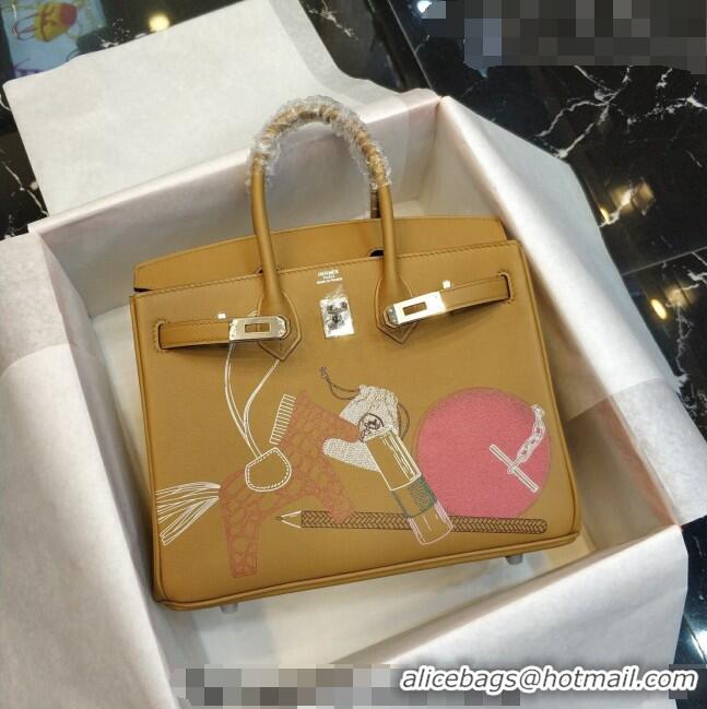 Buy Inexpensive Hermes Birkin 25cm Bag in Print Swift Leather HB25 Tan Brown