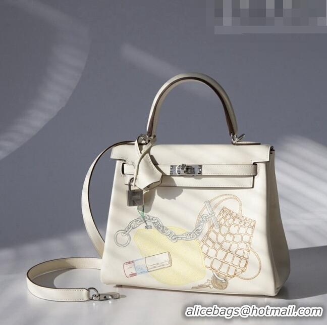 Buy Cheap Hermes Birkin 25cm Bag in Print Swift Leather HB25 White