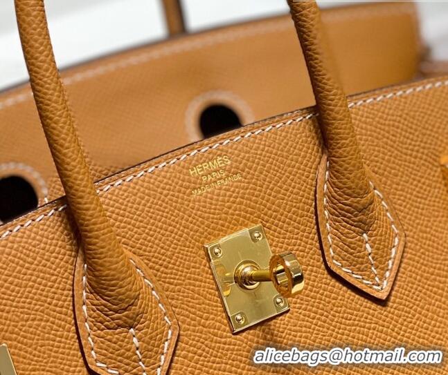 Grade Design Hermes Epsom Birkin 25 Bag HB25 Gold Brown