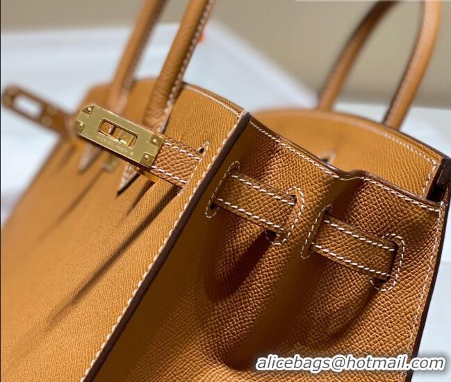 Grade Design Hermes Epsom Birkin 25 Bag HB25 Gold Brown