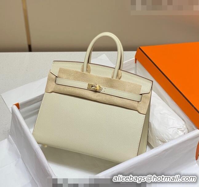 Top Quality Hermes Epsom Birkin 25 Bag HB25 Cream White