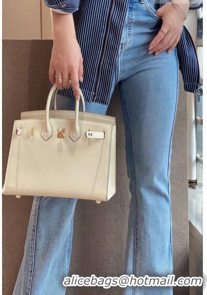 Top Quality Hermes Epsom Birkin 25 Bag HB25 Cream White