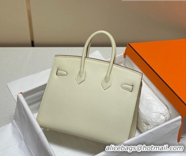 Top Quality Hermes Epsom Birkin 25 Bag HB25 Cream White