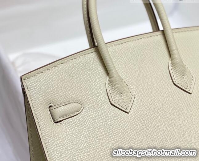 Top Quality Hermes Epsom Birkin 25 Bag HB25 Cream White