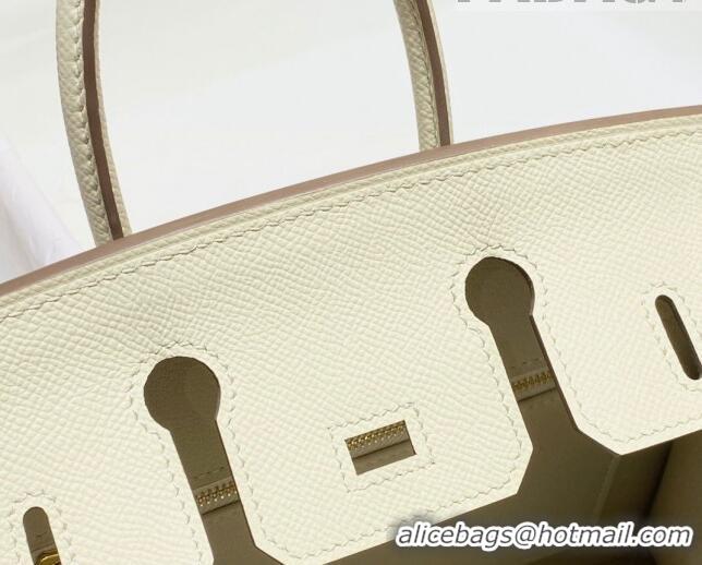 Top Quality Hermes Epsom Birkin 25 Bag HB25 Cream White