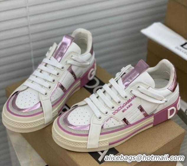 Big Discount Dolce&Gabbana Calfskin Custom 2.Zero Low-top Sneakers Light Purple 110326