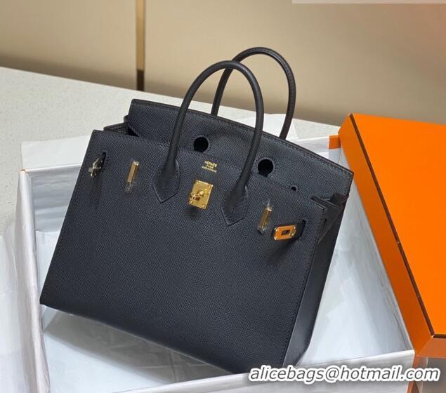 Top Quality Hermes Epsom Birkin 25 Bag HB25 Black/Gold