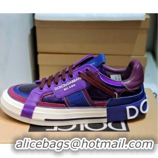 Charming Dolce&Gabbana Calfskin Custom 2.Zero Low-top Sneakers Purple 110327