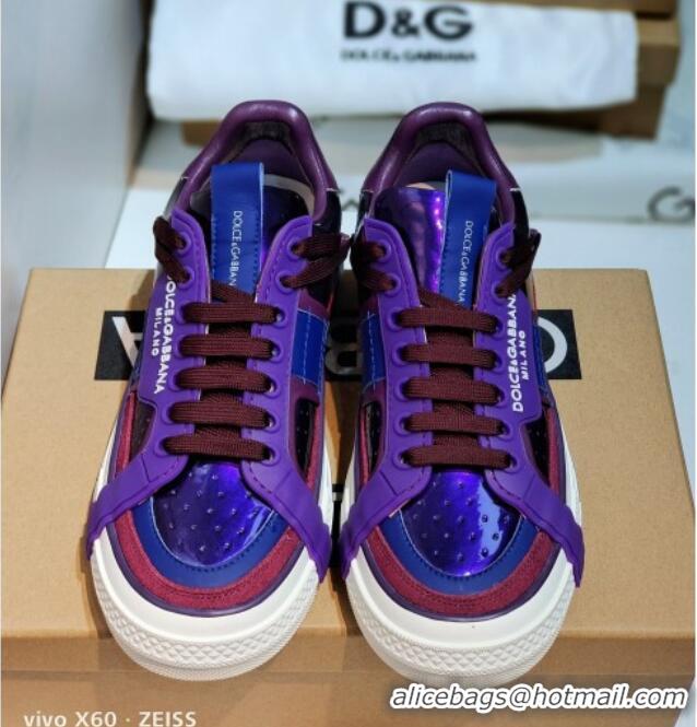 Charming Dolce&Gabbana Calfskin Custom 2.Zero Low-top Sneakers Purple 110327