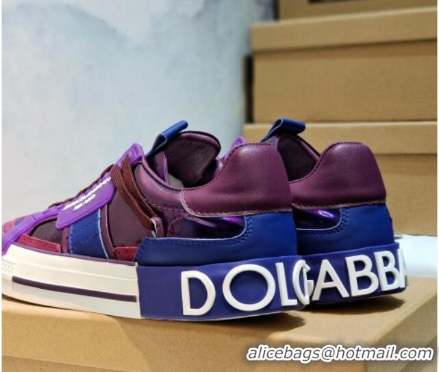 Charming Dolce&Gabbana Calfskin Custom 2.Zero Low-top Sneakers Purple 110327