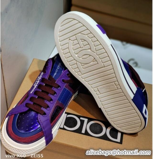 Charming Dolce&Gabbana Calfskin Custom 2.Zero Low-top Sneakers Purple 110327