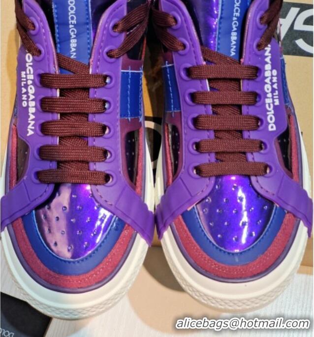 Charming Dolce&Gabbana Calfskin Custom 2.Zero Low-top Sneakers Purple 110327