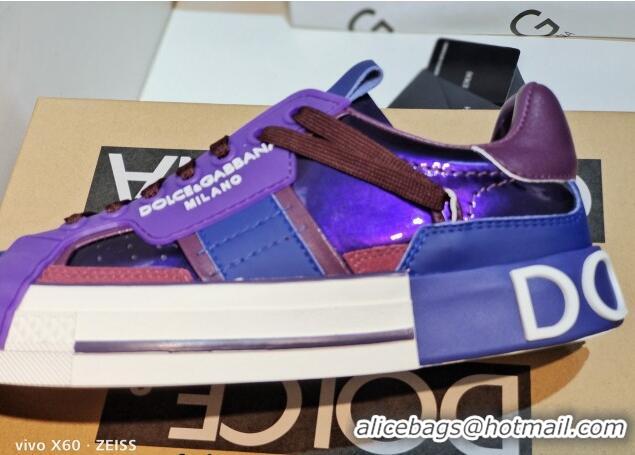 Charming Dolce&Gabbana Calfskin Custom 2.Zero Low-top Sneakers Purple 110327