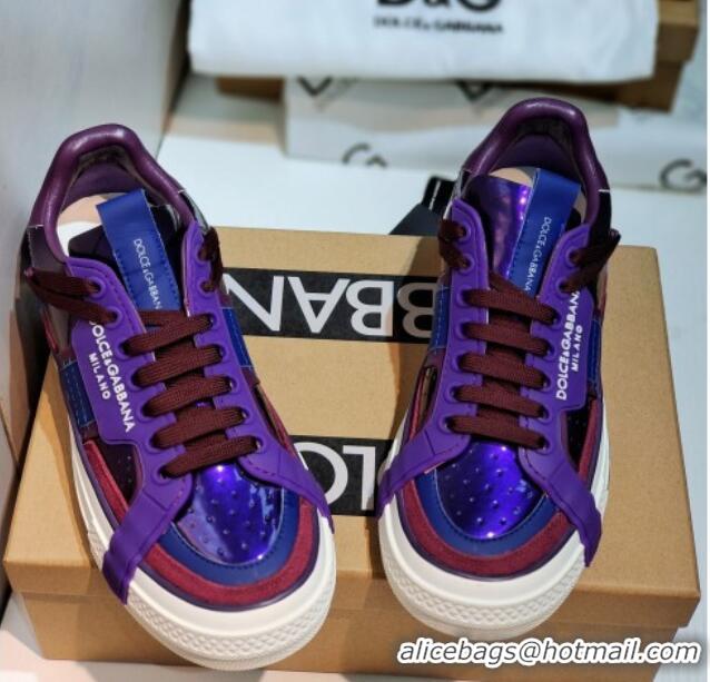 Charming Dolce&Gabbana Calfskin Custom 2.Zero Low-top Sneakers Purple 110327