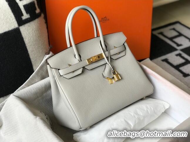 Discount Hermes Birkin 25cm/30cm Bag in Togo Calfskin HB25 Pearl Grey/Gold