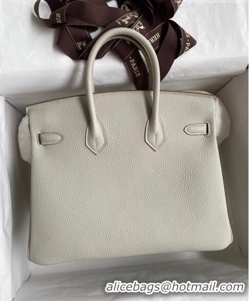 Top Quality Hermes Birkin 25cm Bag in Original Togo Leather HB25 Pearl Grey/Pink Gold (Pure Handmade)