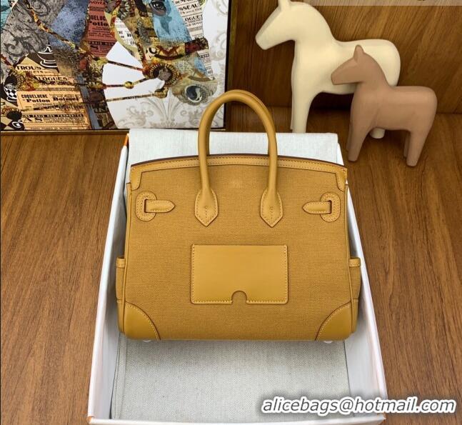 Super Quality Hermes Birkin 25cm Cargo Bag in Swift Leather and Canvas HB25 Brown (Pure Handmade)