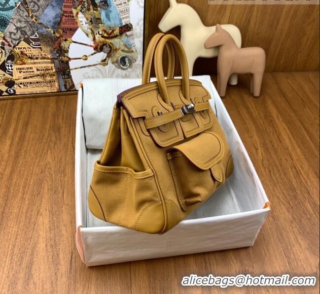 Super Quality Hermes Birkin 25cm Cargo Bag in Swift Leather and Canvas HB25 Brown (Pure Handmade)