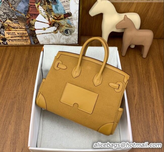 Super Quality Hermes Birkin 25cm Cargo Bag in Swift Leather and Canvas HB25 Brown (Pure Handmade)