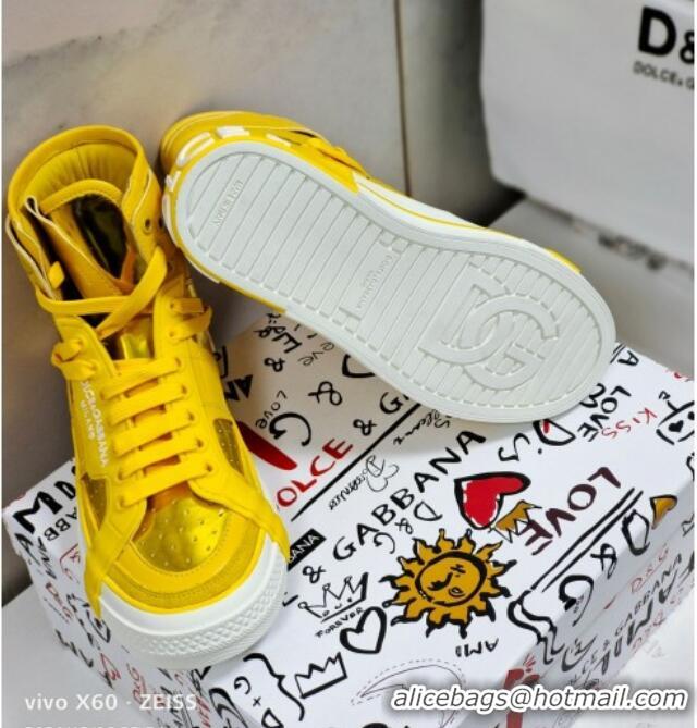 Super Quality Dolce&Gabbana Calfskin Custom 2.Zero High-top Sneakers Yellow 110331