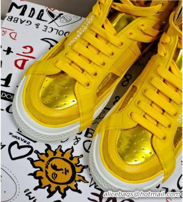 Super Quality Dolce&Gabbana Calfskin Custom 2.Zero High-top Sneakers Yellow 110331