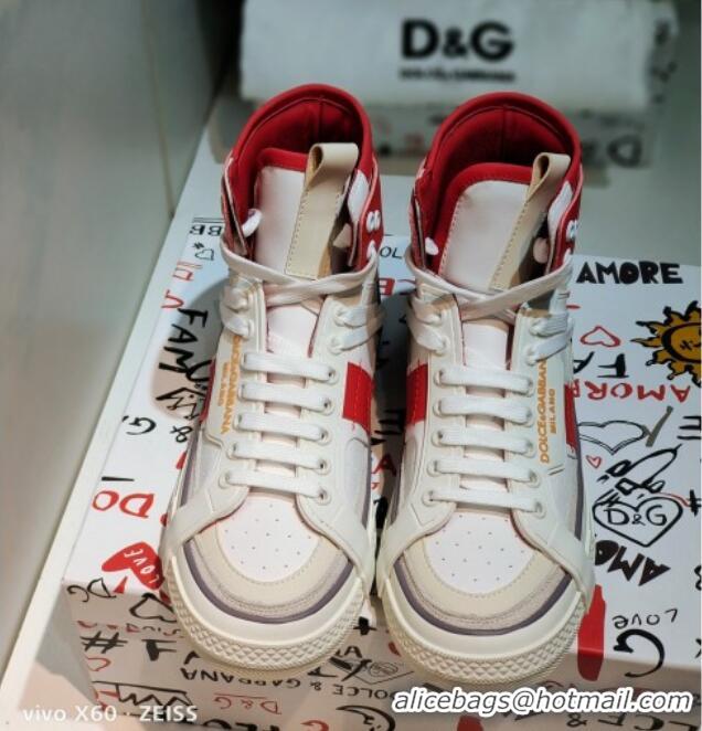 Good Product Dolce&Gabbana Calfskin Custom 2.Zero High-top Sneakers Red 110332