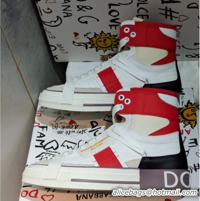 Good Product Dolce&Gabbana Calfskin Custom 2.Zero High-top Sneakers Red 110332