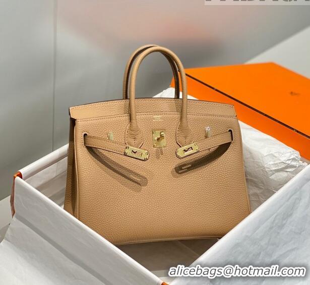 Buy Fashionable Hermes Birkin 25cm Bag in Togo Calfskin Milky Tea HB25 Brown/Gold