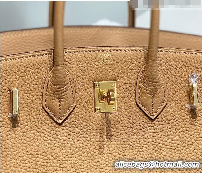 Buy Fashionable Hermes Birkin 25cm Bag in Togo Calfskin Milky Tea HB25 Brown/Gold